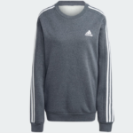 adidas Essentials Fleece 3-Stripes Crew Sweatshirt Grey (Men’s) - Image 2