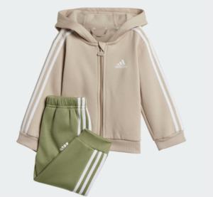 adidas Essentials 3-Stripes Full Zip Fleece Infant Tracksuit (Beige/Green | Red/Black/White) (Infant / Kids)