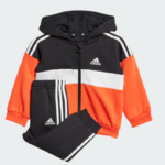 adidas Essentials 3-Stripes Full Zip Fleece Infant Tracksuit (Beige/Green | Red/Black/White) (Infant / Kids) - Image 5