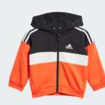 adidas Essentials 3-Stripes Full Zip Fleece Infant Tracksuit (Beige/Green | Red/Black/White) (Infant / Kids) - Image 2