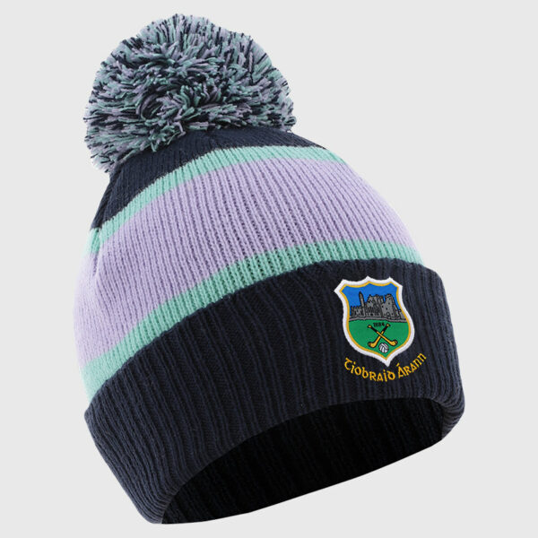 O'Neills Tipperary GAA Dynamo Bobble Hat Marine/Purple/Green (Adults)
