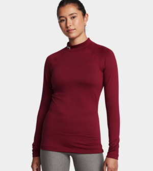 Under Armour Coldgear Mock Neck Long Sleeve (Women's) (Burgundy)