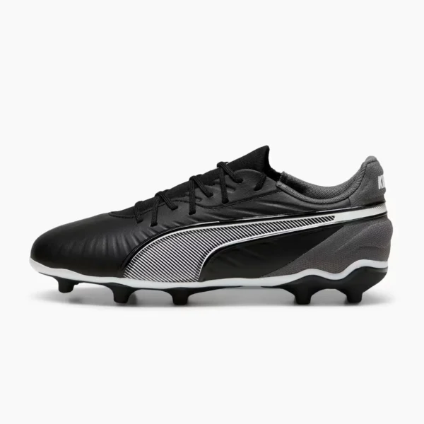 Puma KING Match Jr FGAG Football Boots Black/White/Grey (Kids)