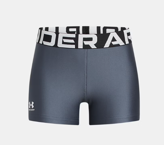 Under Armour HeatGear Shorty Shorts Downpour Grey White Girls 23.00