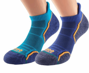 1000 Mile Run Socklet Twin Pack  Blue  (Adults)