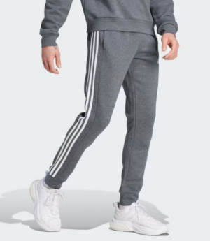 adidas Essentials Fleece 3-Stripes Tapered Cuff Joggers Heather Grey/White (Men’s)