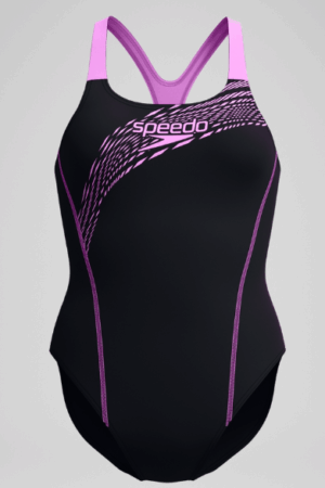 Speedo Medley Logo Swimsuit Black/Pink  Neow Violet (Women's)