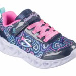 Skechers Heart Lights Running Shoe Denim Pink (Girls) - Image 4