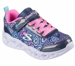 Skechers Heart Lights Running Shoe Denim Pink (Girls)