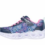 Skechers Heart Lights Running Shoe Denim Pink (Girls) - Image 5