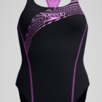 Speedo Medley Logo Swimsuit Black/Pink  Neow Violet (Women's) - Image 2