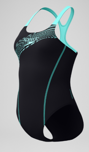 Speedo Medley Logo Swimsuit Black/Turquoise Artic Glass (Women's)