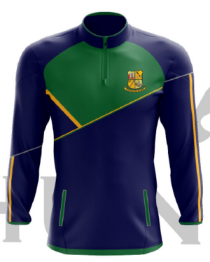 Ardcroney NS School Uniform – Half Zip Top  Navy/Green/Amber   PRE-ORDER 2025