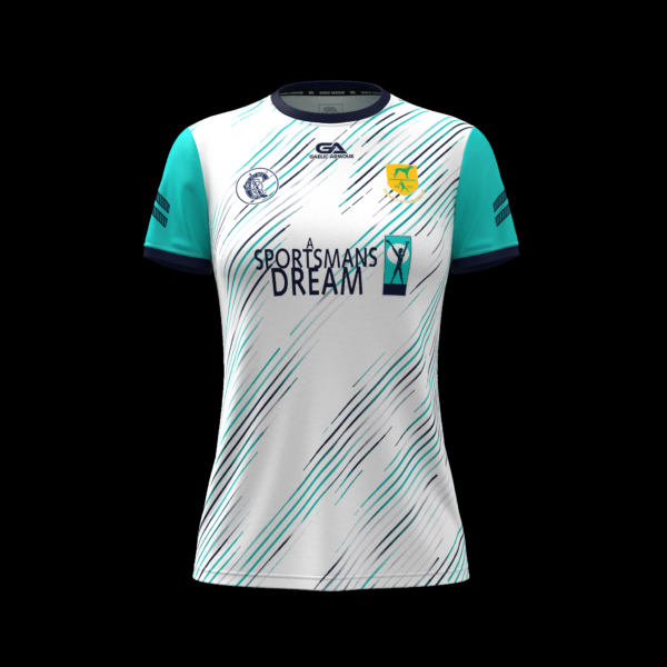 Toomevara Camogie Club Training Jersey White/Aqua/Navy (Kids/Adults)