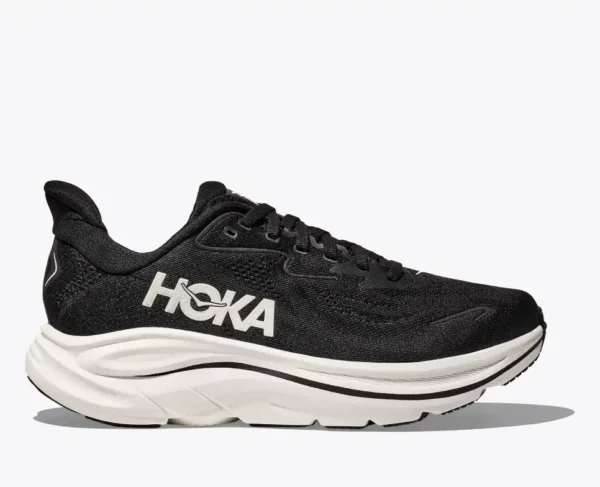 Hoka Clifton 10 Running Shoe Black/White  WIDE  Fit (Women's)