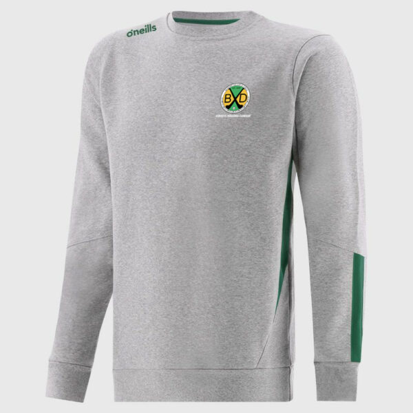 O’Neills Burgess Duharra GAA Jenson Crew Neck Fleece Sweatshirt Grey/Green (Kids/Adults)