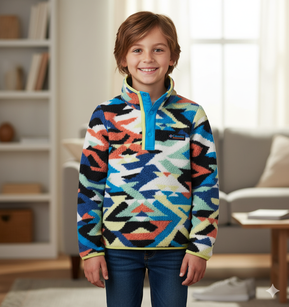 COLUMBIA Helvetia™ II Sherpa Half Snap Printed Fleece Compass Blue (Kids) - Image 2