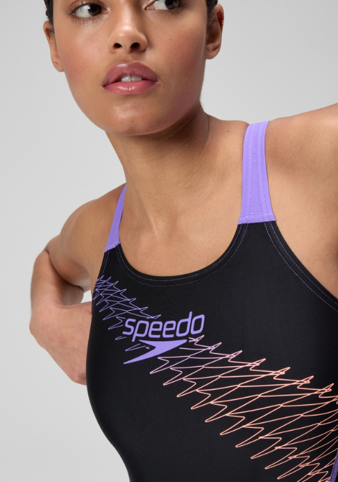 Speedo Medley Logo Swimsuit Black/Peach/Lilac (Women's) - Image 2