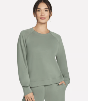 Skechers SKECHLUXE Elevate Crewneck Sweatshirt Top  Olive (Women's)