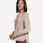 Skechers SKECHLUXE Elevate Crewneck  Sweatshirt Top Taupe (Women's) - Image 3