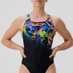 Speedo Printed Placement Powerback One Piece  SwimSuit Static Volta (Women's) - Image 2