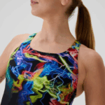 Speedo Printed Placement Powerback One Piece  SwimSuit Static Volta (Women's) - Image 3