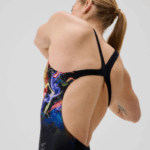 Speedo Printed Placement Powerback One Piece  SwimSuit Static Volta (Women's) - Image 5