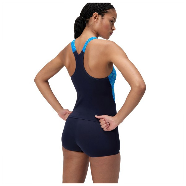 Speedo Hyperboom Splice Tankini 2 Piece Swimsuit Blue Lagoon Black (Women’s) - Image 2