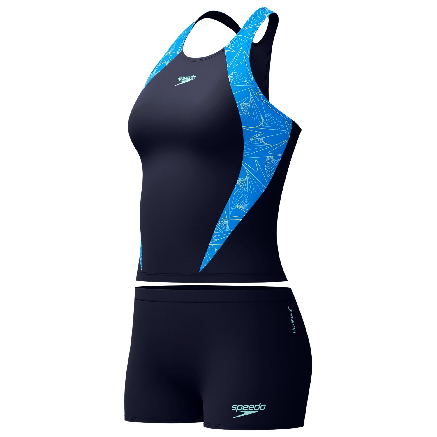 Speedo Hyperboom Splice Tankini 2 Piece Swimsuit Blue Lagoon Black (Women’s) - Image 4