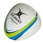 Gilbert Rebounder Training Ball  Half Rugby Ball size 4 or 5 White/Green - Image 2