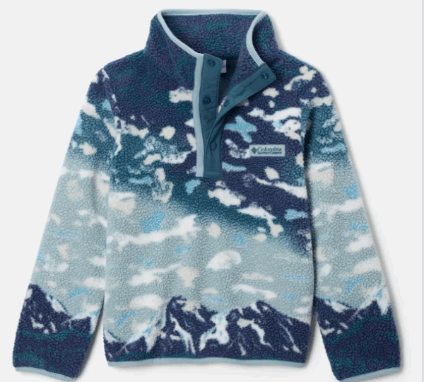 Columbia Helvetia™ II Sherpa Half Snap Printed Fleece  Crushed Blue (Kids)