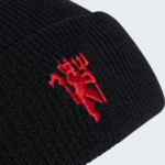 adidas Manchester United Home Beanie Hat Black Red - Image 3