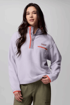 Columbia Helvetia™ II Cropped Sherpa Half Snap Fleece  Lavender Pearl, Shale Purple, Zing (Women's)