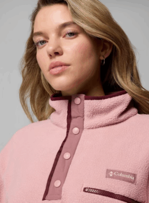 Columbia Helvetia™ II Cropped Sherpa Half Snap Fleece Eraser Pink, Fig, Rich Wine (Women's)