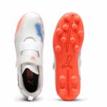 Puma Future Play 8 FG Velcro Football Boots White Red (Kids) - Image 3