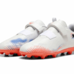 Puma Future Play 8 FG Velcro Football Boots White Red (Kids) - Image 4
