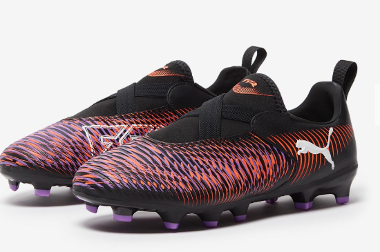 Puma Future 8 Match Laceless FG/AG Football Boot Black Purple Orange (Kids) - Image 2