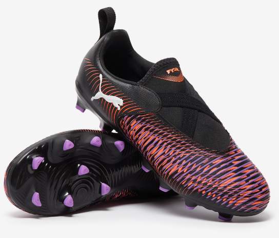 Puma Future 8 Match Laceless FG/AG Football Boot Black Purple Orange (Kids) - Image 5