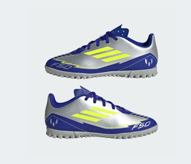 adidas F50 Club Messi Football Turf Shoe Blue Silver (Kids) - Image 3