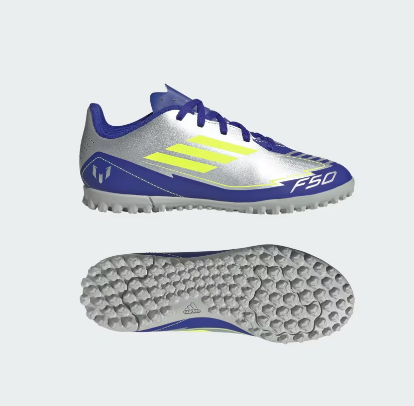 adidas F50 Club Messi Football Turf Shoe Blue Silver (Kids) - Image 7