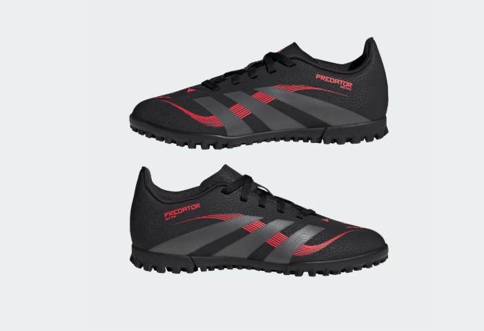adidas Predator Club Turf Shoe Boot   Black / Red / Grey (Kids)