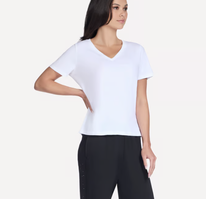 Skechers GO DRI Pima™ V-Neck Tee White (Women's) - Image 2