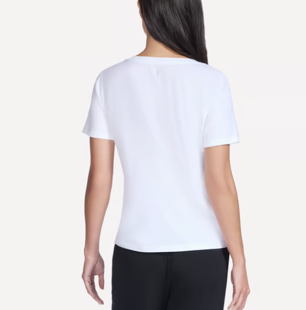 Skechers GO DRI Pima™ V-Neck Tee White (Women's) - Image 3