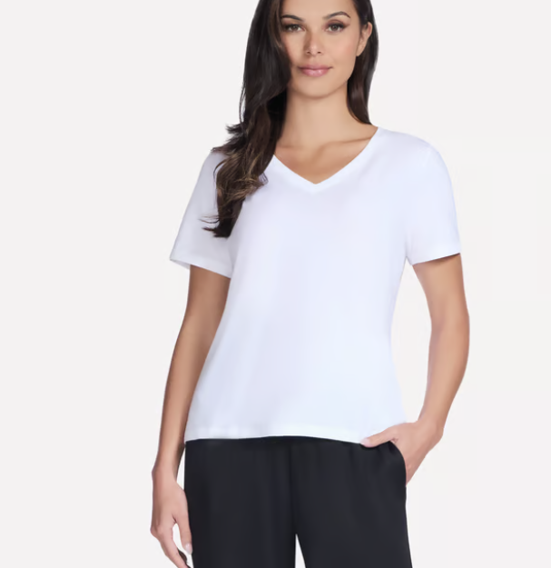 Skechers GO DRI Pima™ V-Neck Tee White (Women's) - Image 4