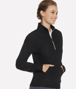 SKECHERS GO LUXE Rib 1/4 Zip Top Black (Women's)