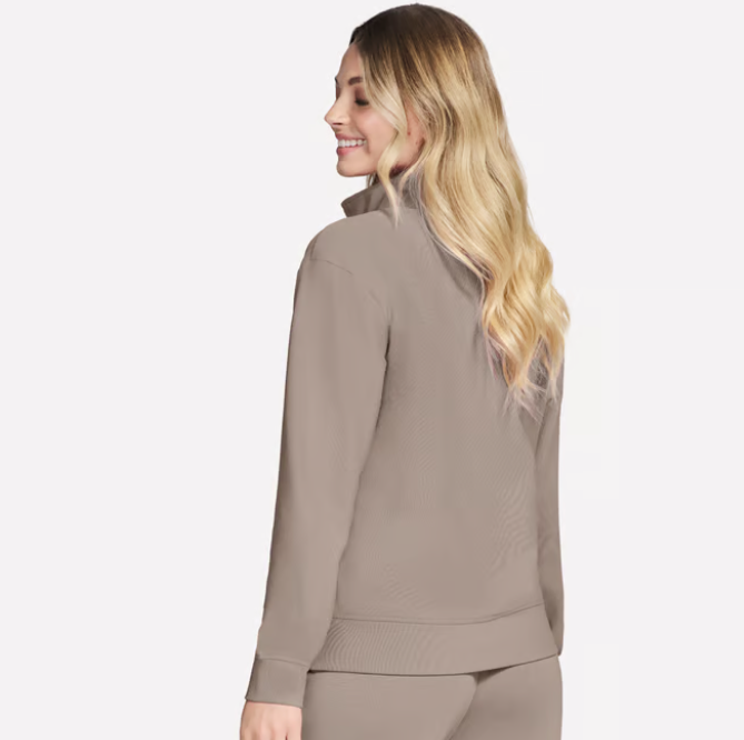 SKECHERS GO LUXE Rib 1/4 Zip Top Taupe (Women's) - Image 3