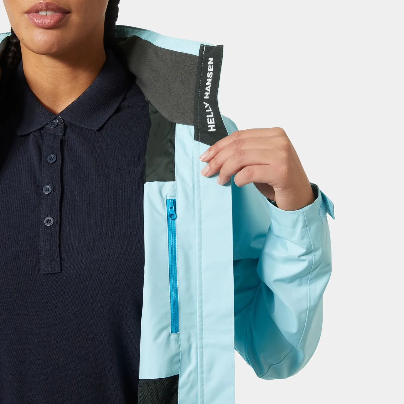Helly Hansen Crew Hooded Sailing Jacket 2.0 (Light Cyan) (Women's) - Image 4