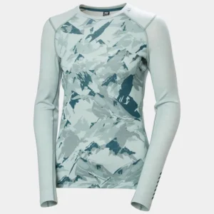 Helly Hansen LIFA® Merino Midweight Graphic Long-Sleeve Crew Base Layer  Green Mist (Women's)