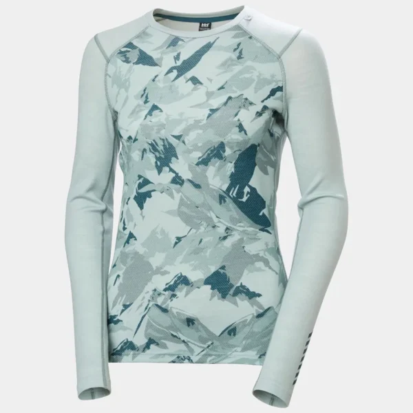 Helly Hansen LIFA® Merino Midweight Graphic Long-Sleeve Crew Base Layer  Green Mist (Women's)