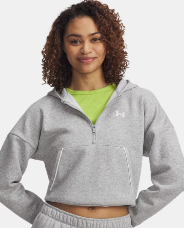 Under Armour UA Rival Fleece Pipe Half Zip Sweatshirt |Light Grey (Women's) - Image 4